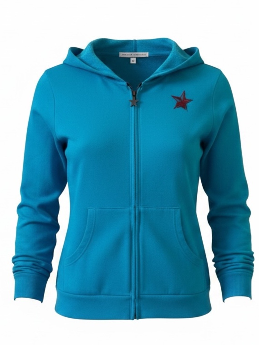 People's Liberation Aqua Blue Zip Hoodie with Star Stitch Detail Size XS